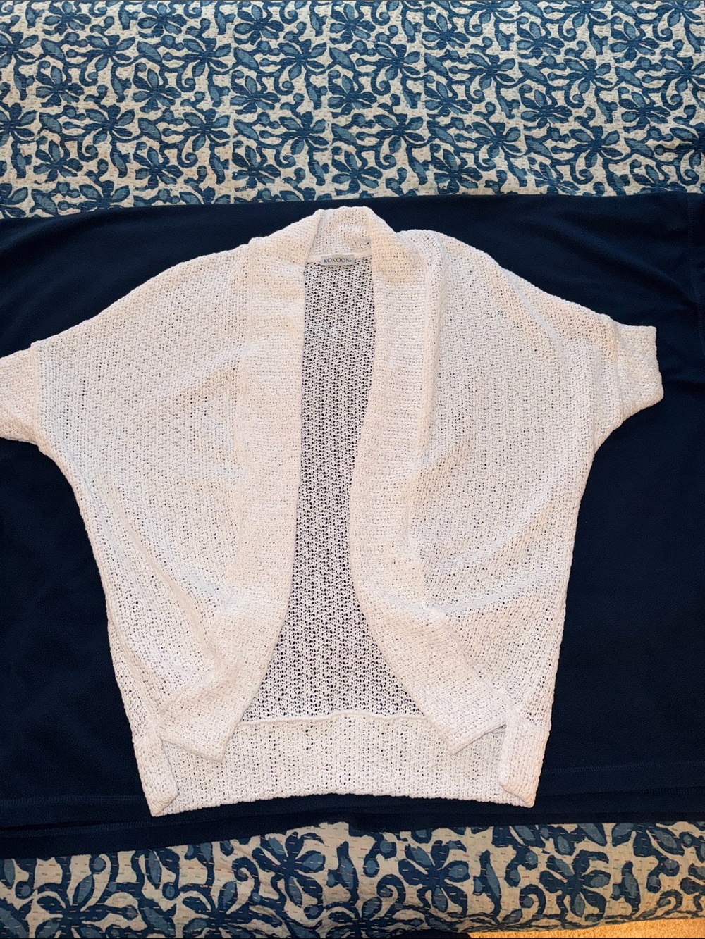 White Open-Front Women's Short Sleeve Cocoon Sweater Cardigan